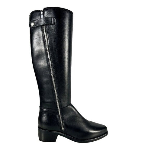 Aquatalia Women's Size US 8M Black Geovanna Boot Tall Leather Zipper Boot $890