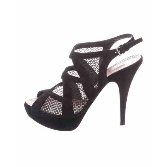 ALAÏA Women 8.5 US Black Crisscross Mesh Fishnet Sandals Platform Stiletto Pumps - view 3