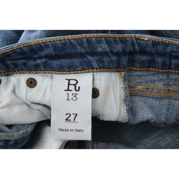 R13 Women's Size 27 Blue Skinny Jeans Low-Rise Faded 5 Pocket Slim Italian Denim - view 4