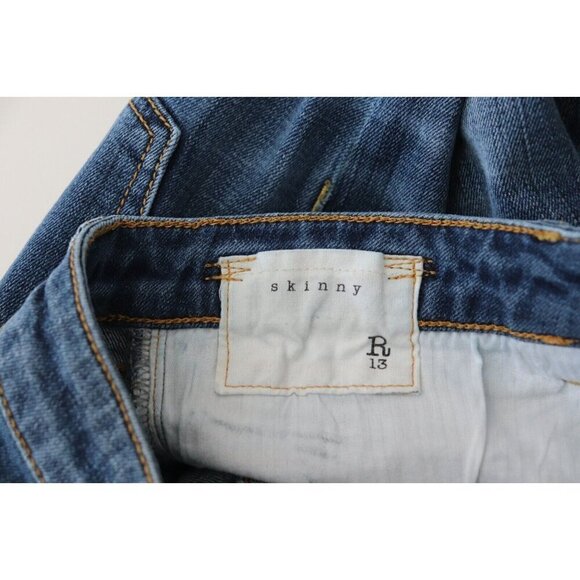 R13 Women's Size 27 Blue Skinny Jeans Low-Rise Faded 5 Pocket Slim Italian Denim - view 3
