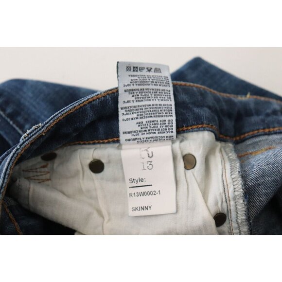 R13 Women's Size 27 Dark Blue Skinny Jeans Low-Rise Faded 5 Pocket Italian Denim - view 5
