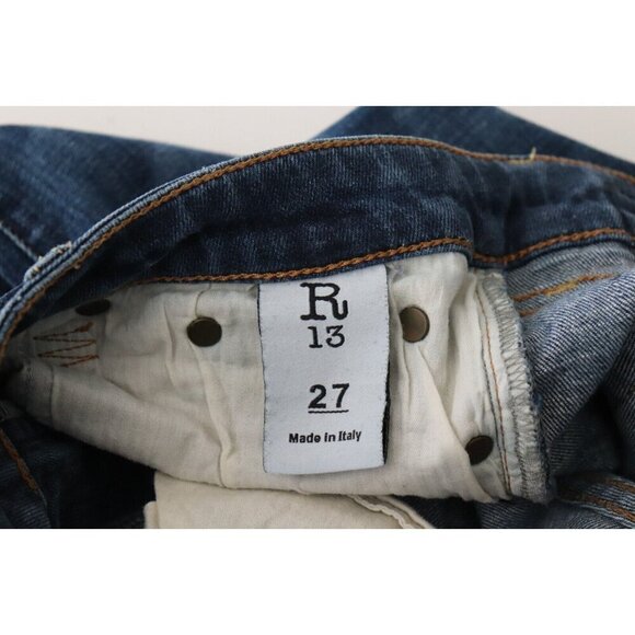 R13 Women's Size 27 Dark Blue Skinny Jeans Low-Rise Faded 5 Pocket Italian Denim - view 4