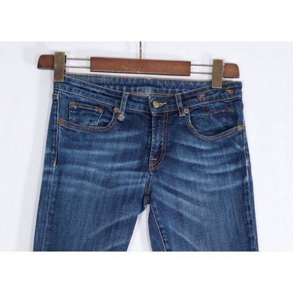 R13 Women's Size 27 Dark Blue Skinny Jeans Low-Rise Faded 5 Pocket Italian Denim - view 2