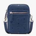 MCM Worldwide Unisex Cobalt Blue Tivitat Crossbody Belt Bag Logo Leather Sling