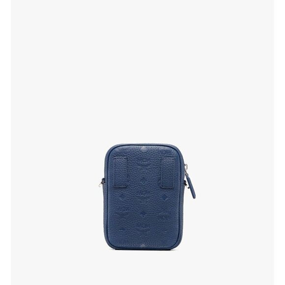 MCM Worldwide Unisex Cobalt Blue Tivitat Crossbody Belt Bag Logo Leather Sling - view 3