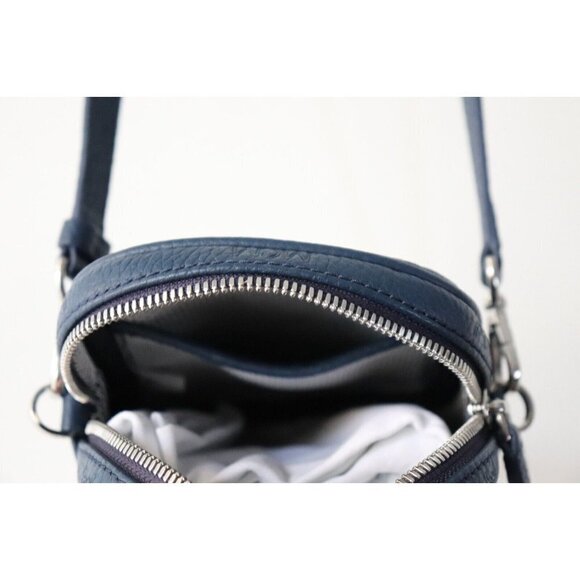 MCM Worldwide Unisex Cobalt Blue Tivitat Crossbody Belt Bag Logo Leather Sling - view 4