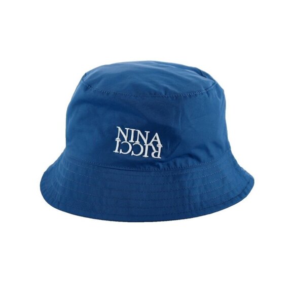 Nina Ricci Women's Small Blue Water Repellant Bucket Embroidered Cotton Hat NWT