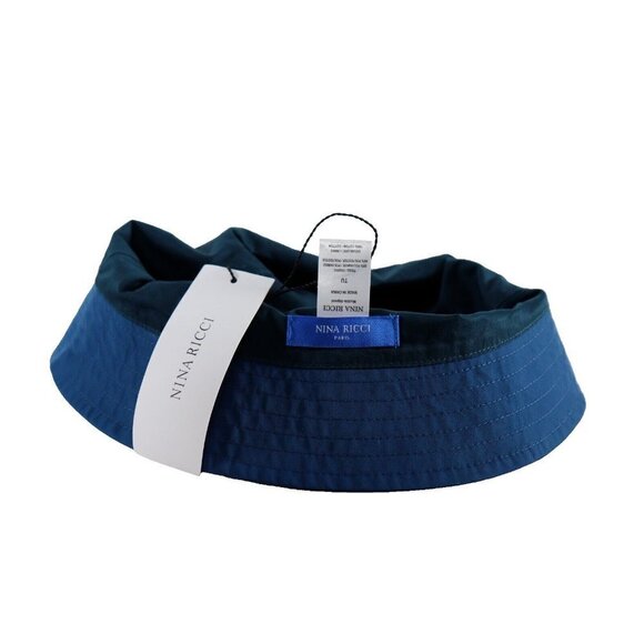 Nina Ricci Women's Small Blue Water Repellant Bucket Embroidered Cotton Hat NWT - view 4