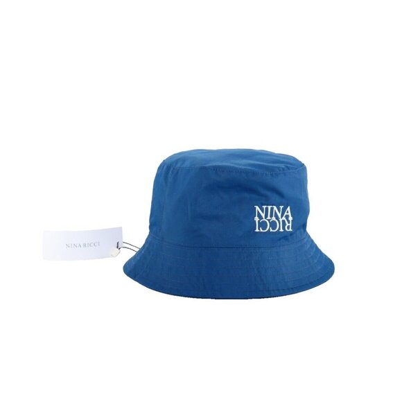 Nina Ricci Women's Small Blue Water Repellant Bucket Embroidered Cotton Hat NWT - view 3