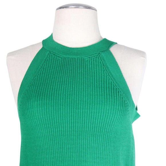 & Other Stories Small Green Ribbed Knit Fitted Halter Knit Top Sleeveless Cotton - view 4