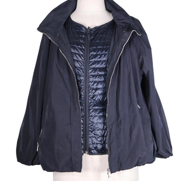 Armani Collezioni Women’s IT46 Medium Navy Jacket Removable Quilted Vest Coat - view 3