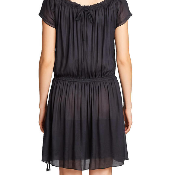 Miki Mialy Paris Black Silk Sheer Pleated Dress FR42 US8-10 Made in France $450 - view 2