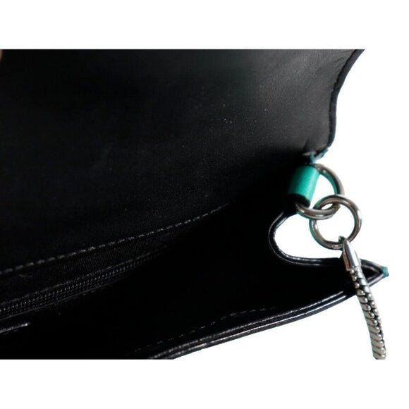 Milly Women's Small Teal Green Crossbody Purse Leather Chain Strap Clutch Bag - view 4