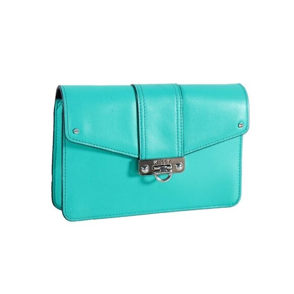 Milly Women's Small Teal Green Crossbody Purse Leather Chain Strap Clutch Bag - view 2