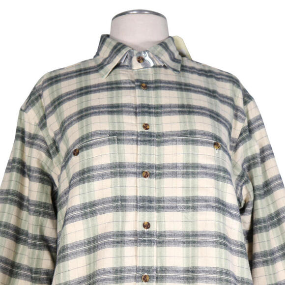 Lee Valley Unisex  XS Ecru Green Check Flannel Fleece Lined Shirt Jacket LV5 NWT - view 5