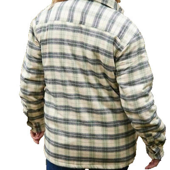 Lee Valley Unisex  XS Ecru Green Check Flannel Fleece Lined Shirt Jacket LV5 NWT - view 2