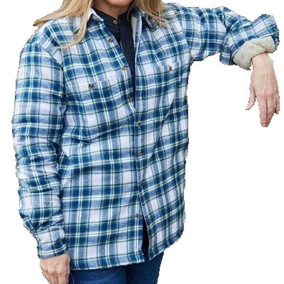 Lee Valley Women's XS Douglas Blue Tartan Fleece Lined Flannel Shirt Jacket NWT