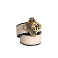 Roberto Cavalli Women's Size 38 XS US2 Ivory Black Gold Belt Logo Buckle Belt