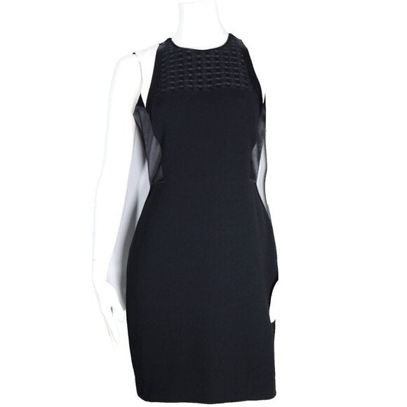 Judith & Charles Women's US8 Black Shift Dress Embroidered Wool Knee Length Mini