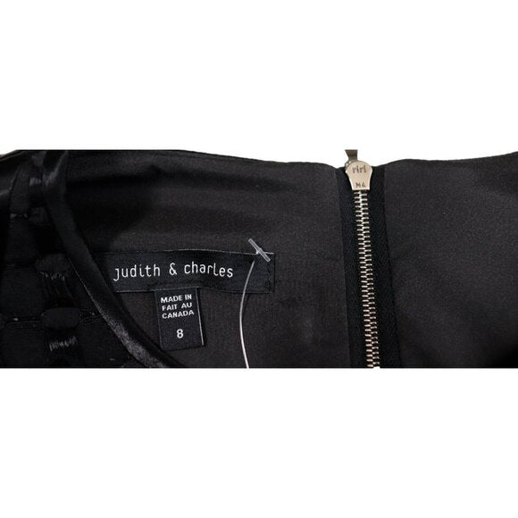 Judith & Charles Women's US8 Black Shift Dress Embroidered Wool Knee Length Mini - view 5