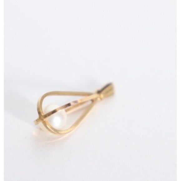 Handmade Ladies Unmarked 14K Yellow Gold Wire Caged Ocean Pearl Pendant Vintage - view 5