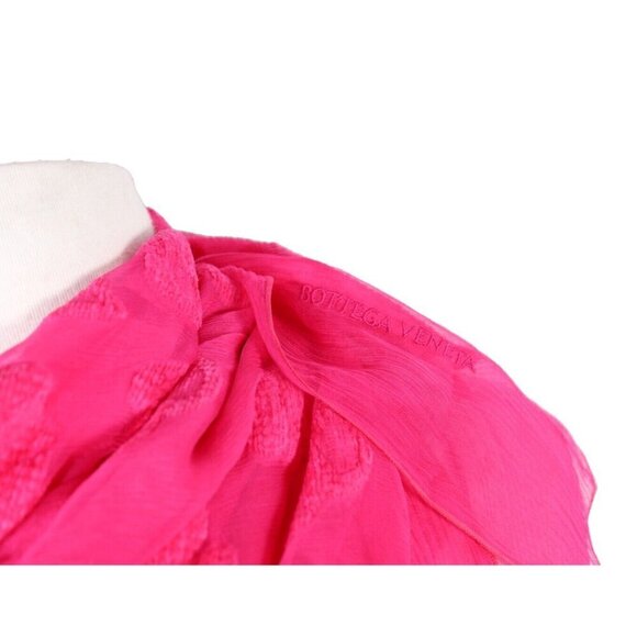 Bottega Veneta Women Pink Roses With Falling Petals Silk Scarf 36”x 36” NWT $840 - view 2
