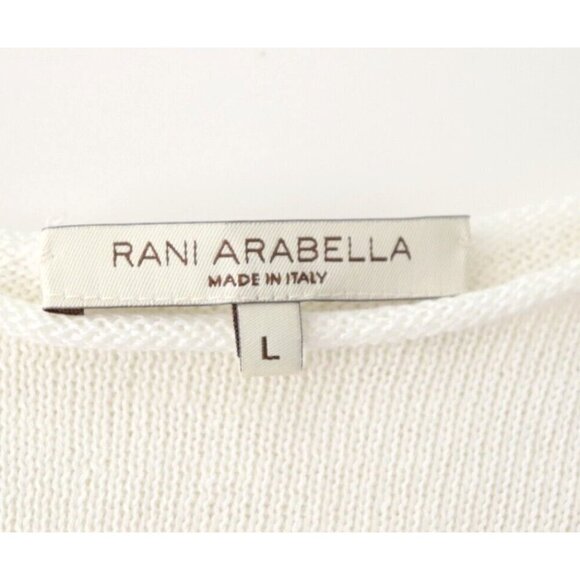 Rani Arabella Womens Large Navy Blue Ivory Sequin Striped Sweater Linen Pullover - view 3