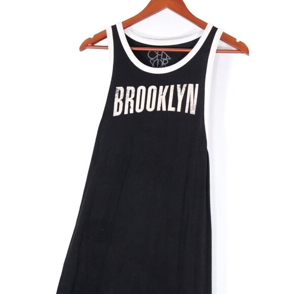 Chaser Women Size Medium Black Brooklyn Graphic Cotton Side-Slit Maxi Tank Dress - view 4