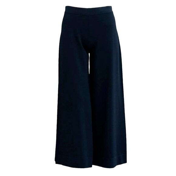 D. Exterior Women's Size XL Navy Blue Elastic Waist Wide Leg Knit Crop Pants