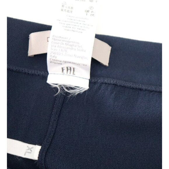 D. Exterior Women's Size XL Navy Blue Elastic Waist Wide Leg Knit Crop Pants - view 4