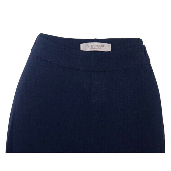 D. Exterior Women's Size XL Navy Blue Elastic Waist Wide Leg Knit Crop Pants - view 3