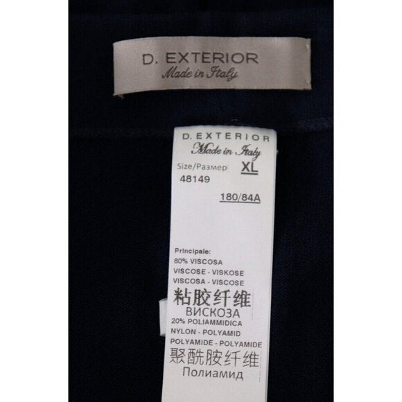 D. Exterior Women's Size XL Navy Blue Elastic Waist Wide Leg Knit Crop Pants - view 5