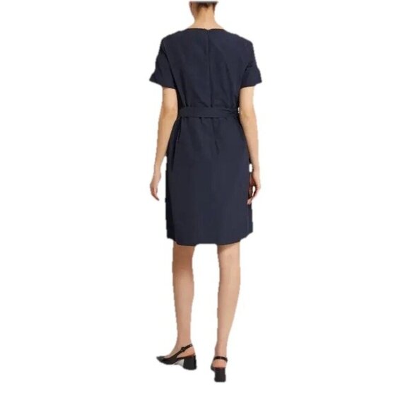 Weekend Max Mara Women XL Navy Blue Nicola Taffeta Belt Mini Dress Short Sleeve - view 4