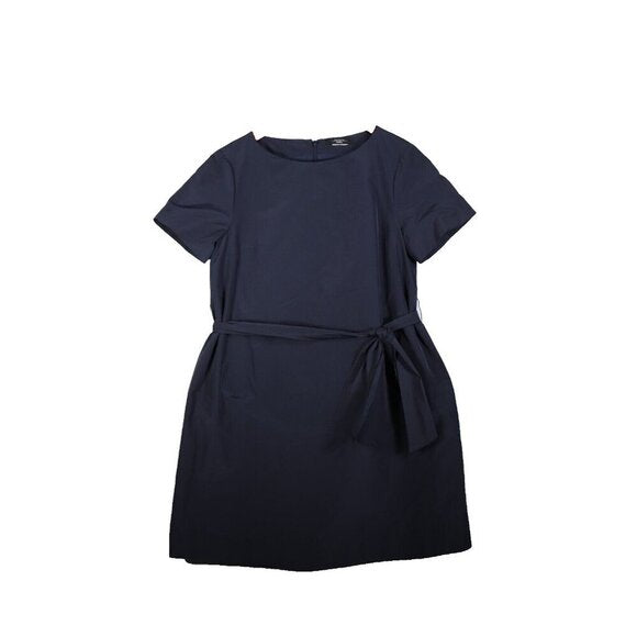 Weekend Max Mara Women XL Navy Blue Nicola Taffeta Belt Mini Dress Short Sleeve - view 5
