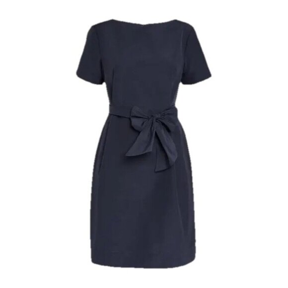 Weekend Max Mara Women XL Navy Blue Nicola Taffeta Belt Mini Dress Short Sleeve - view 3
