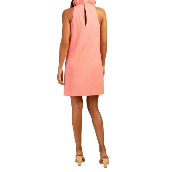 Trina Turk Women's Medium Flamingo Pink Peach Dress Sleeveless High-Neck Mini - view 3