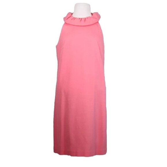 Trina Turk Women's Medium Flamingo Pink Peach Dress Sleeveless High-Neck Mini - view 4