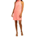 Trina Turk Women's Medium Flamingo Pink Peach Dress Sleeveless High-Neck Mini