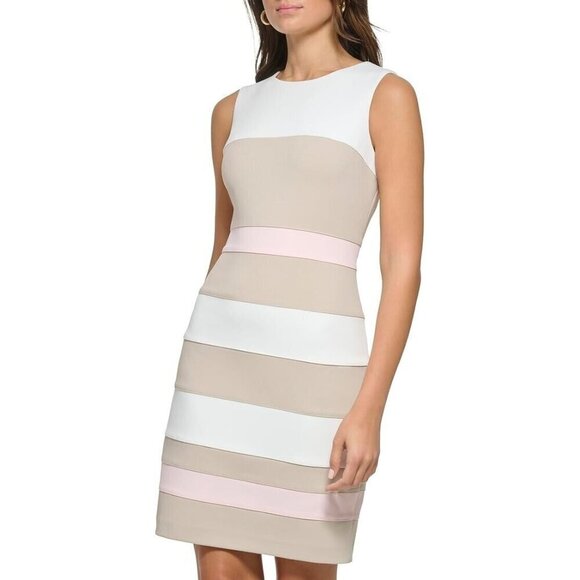 Tommy Hilfiger Women's US 8 Colorblock Scuba Crepe Sheath Dress Sleeveless NWT - view 2