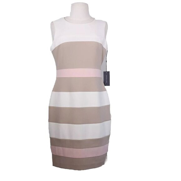 Tommy Hilfiger Women's US 8 Colorblock Scuba Crepe Sheath Dress Sleeveless NWT - view 4