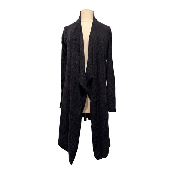 Barefoot Dreams Women’s S/M Black Island Wrap Drape Front Cardigan Knit Sweater - view 2