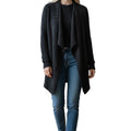 Barefoot Dreams Women’s S/M Black Island Wrap Drape Front Cardigan Knit Sweater
