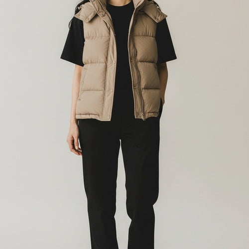 Aritzia Tna Women’s The Super Puff Vest Nomad Taupe Down Puffer Hooded Matte XS