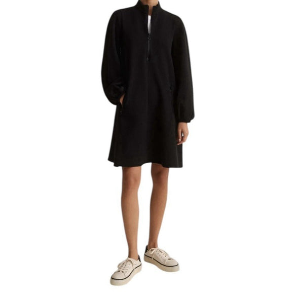 ME+EM Zip Front Dress Women's US 4 Black Textured Long Sleeve Mini Shift Dress - view 2