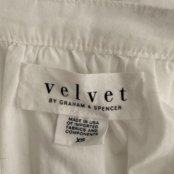 Velvet Graham Spencer White Cotton Poplin Blouse Eyelet Sleeve Women Size XS Top - view 5