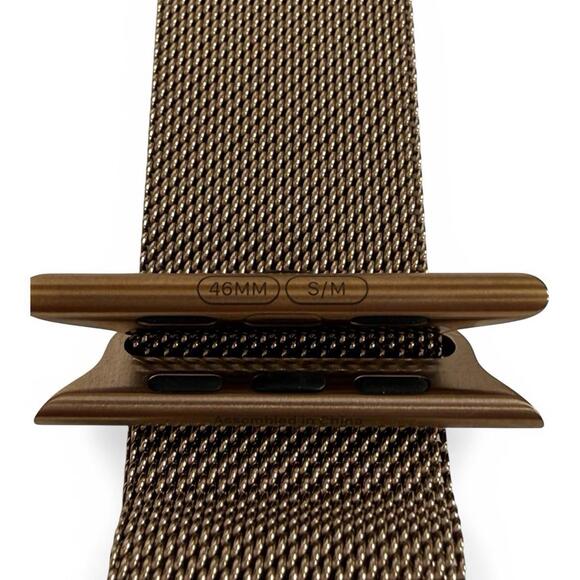 46mm Apple Watch Band Gold Tone Rose Gold Hue Mesh Milanese Loop S/M 130–180mm - view 5