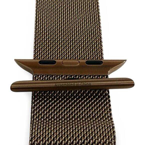 46mm Apple Watch Band Gold Tone Rose Gold Hue Mesh Milanese Loop S/M 130–180mm - view 4