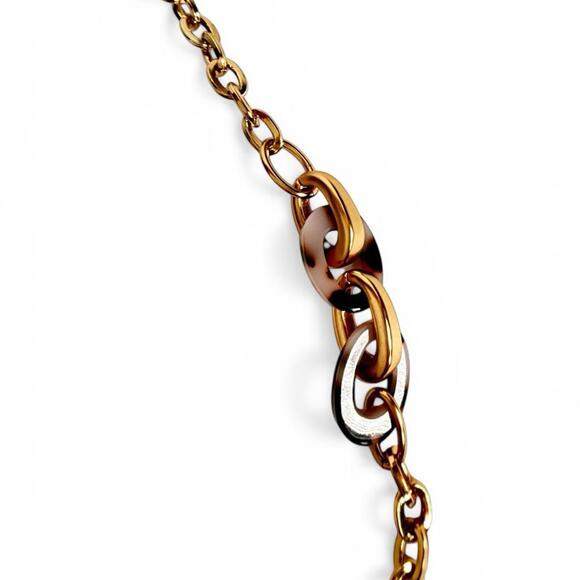 Banana Republic Women's Metal Chain Necklace Belt Gold-Tone Tortoise Hoops S/M - view 4