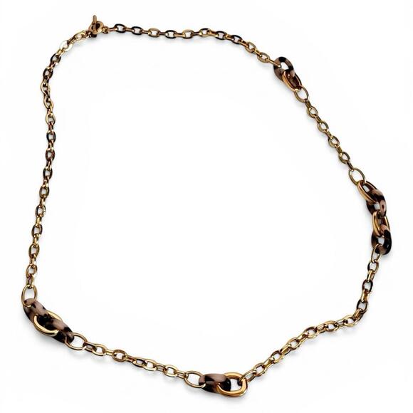 Banana Republic Women's Metal Chain Necklace Belt Gold-Tone Tortoise Hoops S/M - view 3