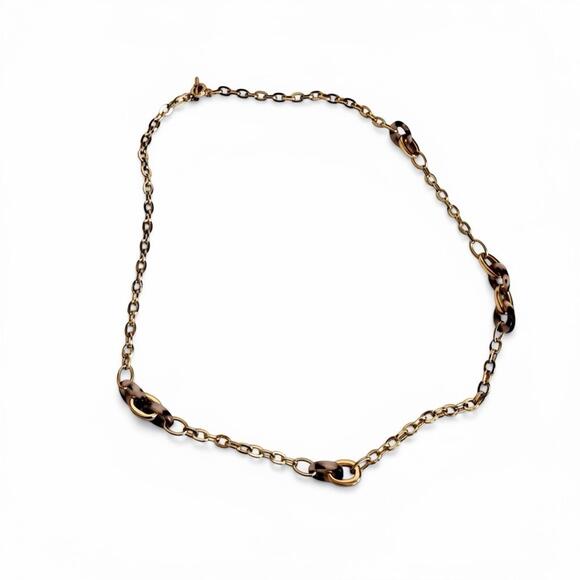 Banana Republic Women's Metal Chain Necklace Belt Gold-Tone Tortoise Hoops S/M